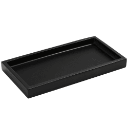 Luxspire Badezimmertablett, Harz Schminktisch Tablett Organizer Deko Rechteckige Bad Schmuckaufbewahrung Servierbrett Mini Schale für Gewebe, Kerzen, Handtuch, Kleine Kosmetisch Pflanze - Schwarz 20 x 10 x 1.9 cm Schwarz