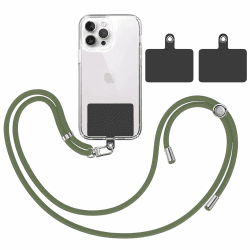 TBOC Band Handykette Schlüsselband Kette Handyschnur [Militärgrün] + 2 [Schwarz] Zusätzliche Befestigungspatches Aufhängen Nacken Universal Handy - Pad Handyband Patch Karabiner Hülle Lanyard