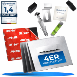 PEARWAY™ - Alu Dibond und Acrylglas Aufhängung - [4er Set] - extra starker 3M Kleber - bis zu 6kg - Befestigungsset zum Aufhängen für Bilder oder Spiegel