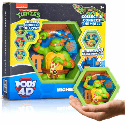 PODS 4D Ninja Turtles Michelangelo| Einzigartige zusammensteckbare Wackelfigur zum Sammeln, die aus ihrer Welt in Ihre platzt | Wand- oder Regaldisplay | Spielzeug und Geschenke | Serie 1 Nr. 432 4D Michelangelo