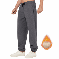 ineepor Jogginghose Herren Baumwolle Thermo Dicke Breite Jogginghosen Baggy Warme Fleece Gefütterte Weit Gym Sporthosen Winter Track Pants mit reißverschluss Taschen L Anthrazit