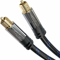 KabelDirekt – TOSLINK-Kabel Nylon-Braiding, optisches Audiokabel – 1,5 m – Glasfaserkabel für Soundbar (TOSLINK auf TOSLINK, digitales S/PDIF-Kabel, Stereoanlage/Verstärker, Heimkino, Xbox One/PS4) 1,5m Nylon Braiding
