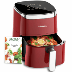 Fabuletta Heißluftfritteuse 4L, 9-in-1 Air Fryer, Max 230℃ Heissluft Fritteusen, Digitalem LED-Touchscreen AirFryer, Rapid Air und Fettentfernungstechnologie, Vorheizen, Shake-Modus (Rot)