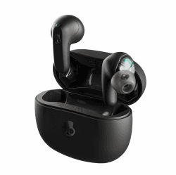 Skullcandy Rail In-Ear Wireless-Kopfhörer, 42 Std. Akkulaufzeit, Skull-iQ, Alexa-Unterstützung, Mikro, kompatibel mit iPhone, Android und Bluetooth-Geräten - Schwarz Schwarz Rail