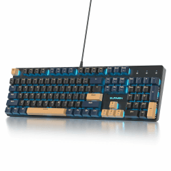 SOLIDEE Verkabelte mechanische Gaming-Tastatur in voller Größe,104 Tasten kabelgebundene Tastatur,RGB Hintergrundbeleuchtung&Nummernblock,NKRO mechanische Tastatur Windows Laptop(104 Blue Samurai(B)) 104 Blue Samurai(B)/Red Switch