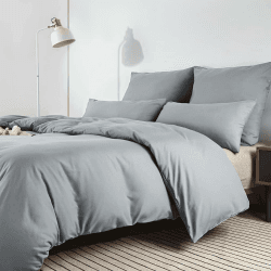 Soifox Bettwäsche 200x200 Grau bettwäsche-Sets aus Mikrofaser bügelfrei & knitterfrei - Bettbezug 200 x 200 Set mit 80x80 cm Kissenbezug 2er Set Bettwasche mit Reißverschluss 200 x 200cm + 2x 80 x 80cm Grau