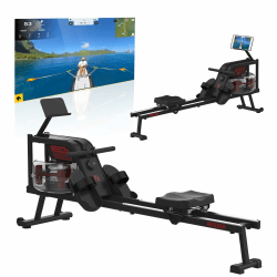 Neezee Rudergerät, Rudergerät für zuhause mit Aluminium Schiene, Rudergerät Wasser mit Tabletständer, Wasserwiderstand und LCD Display Rudermaschin Z3 Pro