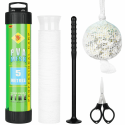 OFFCUP Fishing PVA-Mesh, 5M PVA Netz Angeln Set mit Schere, 37mm 25mm 18mm Fischerei PVA Netz Wasser löslich, PVA Mesh Karpfen Zubehör mit Trichter & Stößel Fischereimaschinen Köderbeutel
