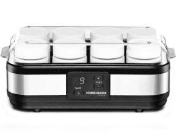 ROMMELSBACHER Joghurtbereiter JG 40 - für bis zu 1200 g Joghurt, LCD Display, 18 Stunden Zeitschaltuhr, automatische Abschaltung, elektronische Temperaturregelung, 8 Portionsgläser à 150 ml, 40 Watt