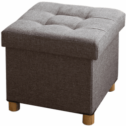 BRIAN & DANY Sitztruhe Sitzhocker Fußhocker mit Stauraum und Deckel mit Holzfüßen, 38 x 38 x 38 cm, Grau 38T x 38B x 38H cm Grau