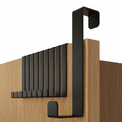4smile Türhaken zum Einhängen - 10er Set solide Kleiderhaken Tür - Einzeln verwendbare Haken zum Einhängen, formstabile Türhakenleiste, Türgarderobe zum Einhängen, Fb. Schwarz