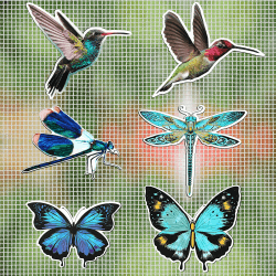 MWOOT 12 Stücke Fliegengittertür Magnete Screen Magnets Decals,Libellen Schmetterlinge Kolibris Magnetische,Dekorative Doppelseitig Flexible Magnetische Eignen Sich zum Schutz Kindertieren(6 Stile)