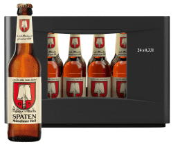 SPATEN Münchner Hell Flaschenbier, MEHRWEG im Kasten, Helles Bier aus München (24 x 0.33 l) MEHRWEG München 330.00 ml (24er Pack)