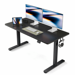 FEZIBO Schreibtisch Höhenverstellbar Elektrisch, 140 x 60 cm Computer Stehschreibtisch mit Memory-Steuerung und Anti-Kollisions Technologie, Schwarzer Rahmen/Schwarze Tischplatte 140 × 60 cm Schwarz