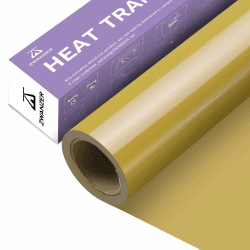 Zwanzer Plotterfolie Textil,30.5cm× 3.66m Flexfolie für Cricut und Silhouette Cameo,Verwendet in DIY-T-Shirt-Kleidung und Anderen Stoffen (Gold)