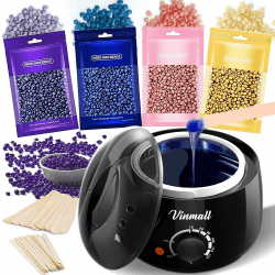Wachswärmer Waxing set Wax maschine: Vinmall Wachsmaschine enthaarung Warmwachsgerät mit Wachsperlen für Wachs Haarentfernung, heißwachsgerät set schwarz