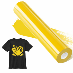 JAVIGA Plotterfolie Textil-30,5cm x 6m Gelb Flexfolie Plotterfolie Vinyl für PlotterMaschine, Bügelfolie für Textilien, DIY T-Shirts & Stoffe, Plotter Zubehör Textilfolie Plotter Eine Rolle 30.5cm x 610cm Gelb