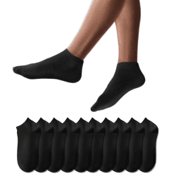 YouShow Sneaker Socken Herren Damen 10 Paar Kurze Halbsocken Quarter Baumwolle Unisex 39-42 Schwarz