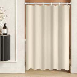 Lerores Duschvorhang 90x200 cm Beige,Beschwerter Saum Antischimmel Textil,Wasserabweisend,Waschbar Polyester Stoff Badevorhänge für Badezimmer,Badewanne mit 6 Duschvorhangringe Multi 015 H200 x B90 cm (1er Pack)