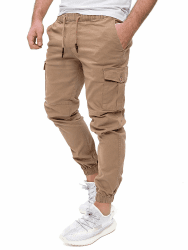 PITTMAN Darius - Herren Cargo Hose - Baumwoll Cargohosen - Cargo Jogger 31W / 34L Beige (Sepia Tint 171314)