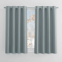 PONY DANCE Blickdichte Gardinen für Kleine Fenster Ösenvorhang 2er Set Kurze Vorhänge Abdunkelnd Thermo Vorhang gegen Kälte Verdunklungsgardine, H 145 x B 140cm, Graublau H145 x B140 cm (2er Pack) Graublau
