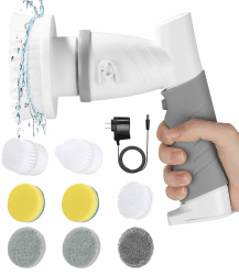 Elektrische Reinigungsbürste Schnurlos, Electric Cleaning Brush, Reinigungsbürste Elektrisch mit 8 Austauschbaren Bohrbürstenköpfen, Elektrische Bürste Zum Putzen mit Griff, Electric Spin Scrubber