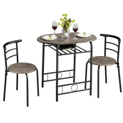 Yaheetech Esszimmergruppe 3-teilig Essgruppe, Küchentisch-Set, Esstisch mit 2 Stühlen Set, Sitzgruppe Küche, Holztisch Balkontisch, platzsparend, Braun 80 x 53 x 75,5 cm Drift Braun