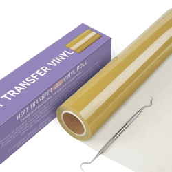 Zwanzer Plotterfolie Textil, 30.5cm*5.5m Flexfolie Plotter Textil für Cricut und Silhouette Cameo,Verwendet in DIY-T-Shirt-Kleidung und Anderen Stoffen Gold-d