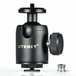 UTEBIT Mini Kugelkopf Stativkopf 30mm Ballhead Diameter Max Load 15Kg 360 Grad Kamera Kugelkopf mit 1/4" Schraube Hot Shoe Anzug für alle Arten von DSLR Kamera Stativ LCD-Monitor Blitz Licht Halter