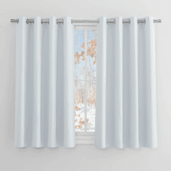 PONY DANCE Verdunkelungsvorhang Weiß 2 Stücke Kurze Gardinen mit Ösen Scheibengardinen für Wohnzimmer Kleine Fenster Ösenvorhang, H 137 x B 117 cm, Grau-weiß H137 x B117 cm (2er Pack) Grau-weiß