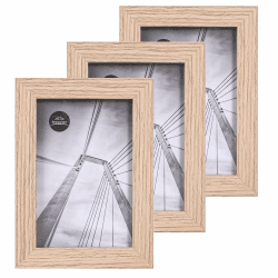 lincoolart bilderrahmen 10x15 cm Natur Holz Fotorahmen,MDF Rahmen 4X6 inch and bruchsicheres Acrylglas,Wand-und Tisch bilderrahmen 3er Set 10X15cm (3er Pack) Natur