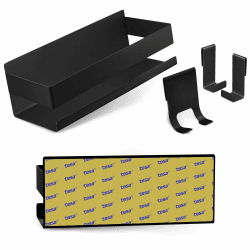 LIEBHEIM Duschablage Duschkorb Badregal ohne Bohren - Bombenhalt durch Industrie Klebeband - Edelstahl S304 - Massiv (Edelstahl Schwarz) Schwarz - Edelstahl