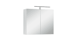 byLIVING Spiegelschrank Spree/Badezimmerschrank mit Spiegel 70 cm breit/matt weiß / 2 Spiegeltüren mit Soft-Close/Hängeschrank/LED-Beleuchtung, Stecker- u. Schalterdose/B 70, H 60, T 20 cm Weiß Breite 70 cm
