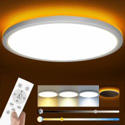 slochi LED Deckenleuchte, 36W 4200LM Deckenlampe Flach Dimmbar mit Fernbedienung, 1800K Nachtlicht Warm, 3000K-6500K, Ultra Dünn Schlafzimmer Lampe für Schlafzimme Wohnzimmer Kinderzimmer-Rund Weiss Weiß 40CM