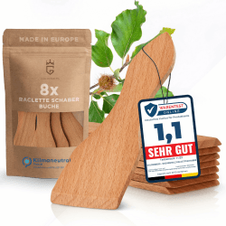 Das ausgezeichnete GOLDENBERG® Raclette Schaber Buche geölt - 8er Set Raclette Spachtel - Raclette Zubehör aus Europa - Raclette Schieber - Holz Spachtel Raclette - Raclette Holzschaber 8er Set Buche