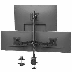 BONTEC 3-Monitor Tischhalterung für einen 32-Zoll-Monitor und Zwei 27-Zoll-Monitore, Höhenverstellbar, drehbar, für VESA 75x75mm/100x100mm, Max. 10kg pro Arm, mit Dual-Montageoptionen