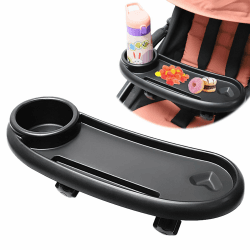 3 In 1 Snack Tablett für Kinderwagen, 360 Grad drehbares Kinderwagen Snack Tablett, Kinderwagen mit Snack Tablett und Getränkehalter, Universal Kinderwagen Snack Tablett Zubehör