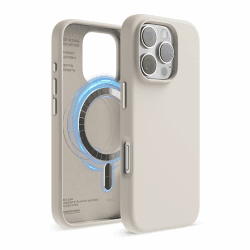 elago Magnetisch Silikon Hülle Kompatibel mit iPhone 16 Pro Hülle 6,3 Zoll, Kompatibel mit Allen MagSafe-Zubehör - Eingebaute Magnete, Soft-Grip-Silikon, Stoßfest (Taupe) iPhone 16 Pro Taupe