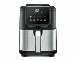 ROMMELSBACHER Heißluftfritteuse FRH 1500, XL-Backraum 5 Liter (ca. 18 x 26 cm) für 800 g Pommes, sehr leiser Betrieb 45 db(A), 5 Programme + 4 Temperaturstufen, platzsparende rechteckige Bauform 5,5 Liter Volumen