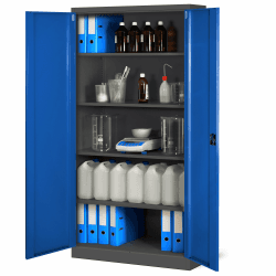 Jan Nowak Aktenschrank C001H Büroschrank Metallschrank Stahlschrank Werkzeugschrank Stahlblech Pulverbeschichtet Flügeltürschrank Abschließbar 195 cm x 90 cm x 40 cm (anthrazit/blau) Anthrazit/Blau 195 cm x 90 cm x 40 cm