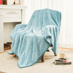 EMME Sherpa-Decke, Fleece-Überwurfdecke, weich, Plüsch, warme und gemütliche Decke, doppellagig, 3D-Touch-Erlebnis, perfekt für Bett, Couch und Sofa, Stuhl (Türkisblau, 152.4X 203.2 cm) 150 x 200cm Türkisblau