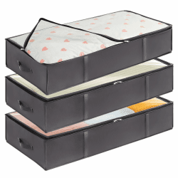 Lifewit Aufbewahrungsbehälter für unter dem Bett, 4er-Pack, Aufbewahrungsbeutel für Decken großer Kapazität und verstärktem Griff, für Bettdecken, Laken, Kleidung, Schlafzimmer, Kleiderschrank, grau 3 90L