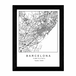 Nacnic Stadtplan Poster von Barcelona im nordischen Stil. Plakate in Schwarz und Weiß für Ihr Zuhause, Geschäft oder Büro. A3 Größe. 29.7L x 29.7B cm Barcelona