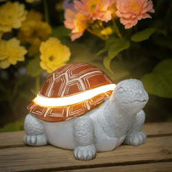 FLOWood Wetterfeste Solar Schildkröte Statue mit LED-Licht – ideale Gartenfiguren Deko für Weihnachten und Geburtstag, für Außenbereich, Garten, Balkon und Terrasse, Gartendeko Decoration Schildkröte 2