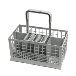 wenco Spülmaschinenkorb, universaler Besteckkorb für Spülmaschine, wenco Premium Spülkorb, Abnehmbarer Griff, Klappbarer Gitterdeckel, Kunststoff, Gesamtmaß inklusive Griff 23,7 x 13,7 x 24,7 cm, Grau