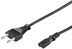 PremiumCord kpspm Netzkabel 230V 2m, Stromkabel mit EurosteckeraufEuroDoppelbuchseC72Polig,IEC320,gerade,Farbeschwarz Schwarz 2 m Single