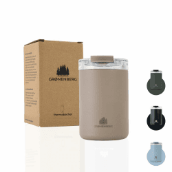 Groenenberg Thermobecher 350 oder 470ml | Kaffeebecher to go 100% Auslaufsicher | Hält mind. 4 h heiß | Coffee to go Becher aus recyceltem Edelstahl (Earth, 350 ml) 350 ml Earth