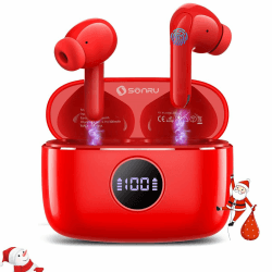 SONRU In Ear Kopfhörer Bluetooth Rot, Frauen Männer Soundcore Bluetooth Kopfhörer Kabellos Bluetooth Earbuds 5.3 mit 4 ENC Noise Cancelling Mic, 40H Spielzeit mit LED Display