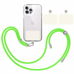 TBOC Band Handykette Schlüsselband Kette Handyschnur [Grün Fluor] + 2 [Weiß Ice] Zusätzliche Befestigungspatches Aufhängen Nacken Universal Handy - Pad Handyband Patch Karabiner Hülle Lanyard