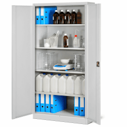 Jan Nowak Aktenschrank C001H Büroschrank Metallschrank Stahlschrank Werkzeugschrank Stahlblech Pulverbeschichtet Flügeltürschrank Abschließbar 195 cm x 90 cm x 40 cm (grau/grau) Grau 195 cm x 90 cm x 40 cm